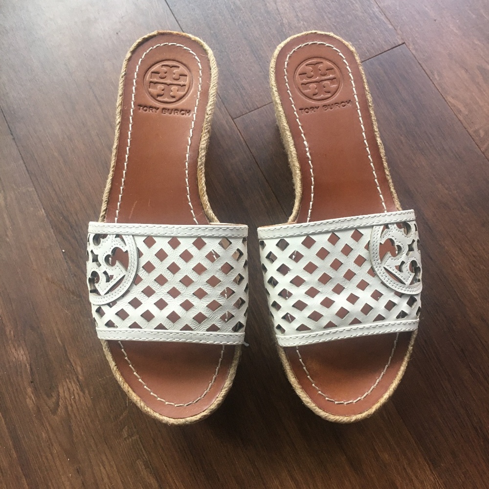 Tory Burch White Wedges